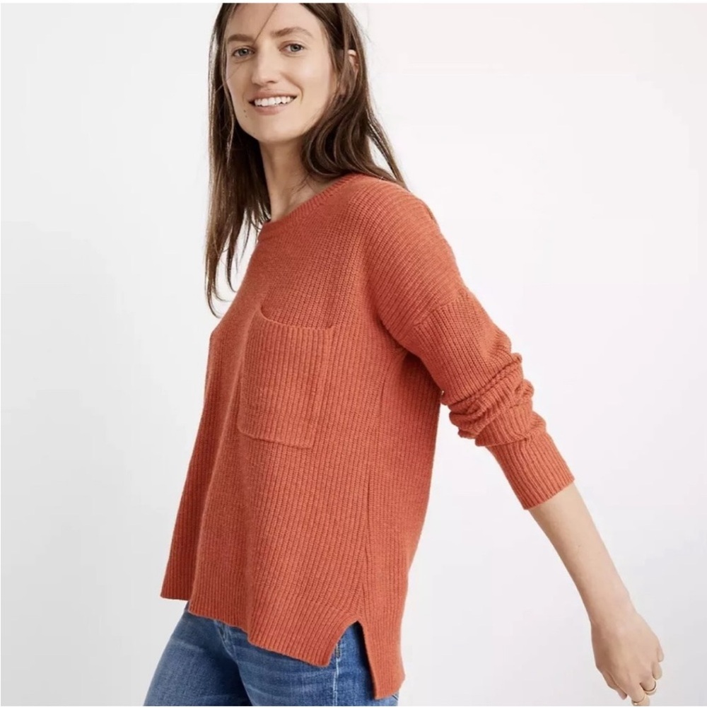 Madewell Warm Coral Crew Neck Sweater